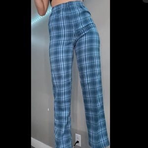 Blue plaid pants. Size: S/M